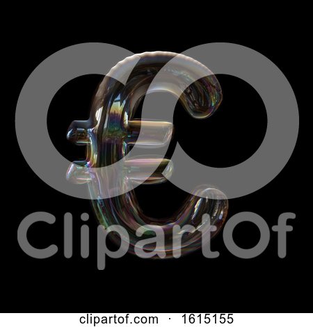 Clipart of a Soap Bubble Euro Currency Symbol on a Black Background - Royalty Free Illustration by chrisroll