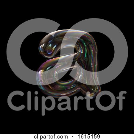 Clipart of a Soap Bubble Lowercase Letter a on a Black Background - Royalty Free Illustration by chrisroll