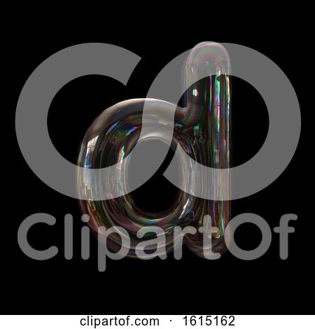 Clipart of a Soap Bubble Lowercase Letter D on a Black Background - Royalty Free Illustration by chrisroll