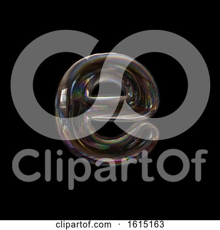 Clipart of a Soap Bubble Lowercase Letter E on a Black Background - Royalty Free Illustration by chrisroll