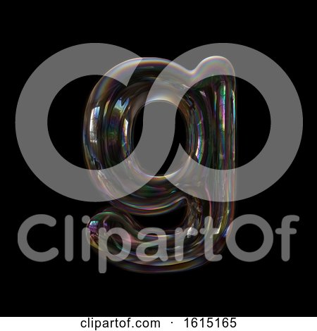 Clipart of a Soap Bubble Lowercase Letter G on a Black Background - Royalty Free Illustration by chrisroll