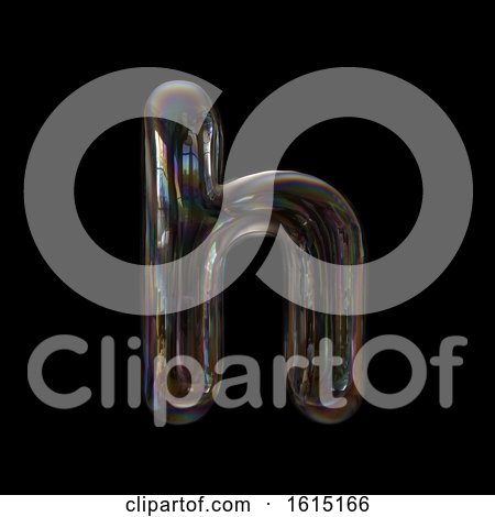 Clipart of a Soap Bubble Lowercase Letter H on a Black Background - Royalty Free Illustration by chrisroll