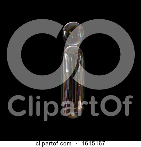 Clipart of a Soap Bubble Lowercase Letter I on a Black Background - Royalty Free Illustration by chrisroll