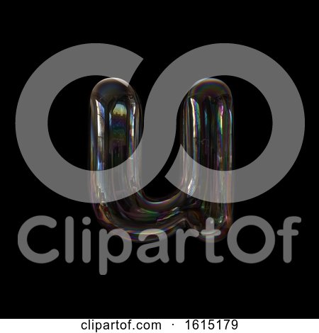 Clipart of a Soap Bubble Lowercase Letter U on a Black Background - Royalty Free Illustration by chrisroll