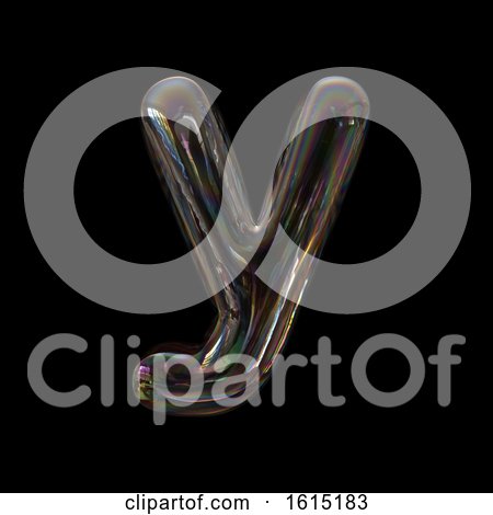 Clipart of a Soap Bubble Lowercase Letter Y on a Black Background - Royalty Free Illustration by chrisroll