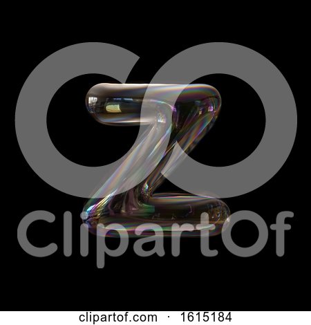 Clipart of a Soap Bubble Lowercase Letter Z on a Black Background - Royalty Free Illustration by chrisroll