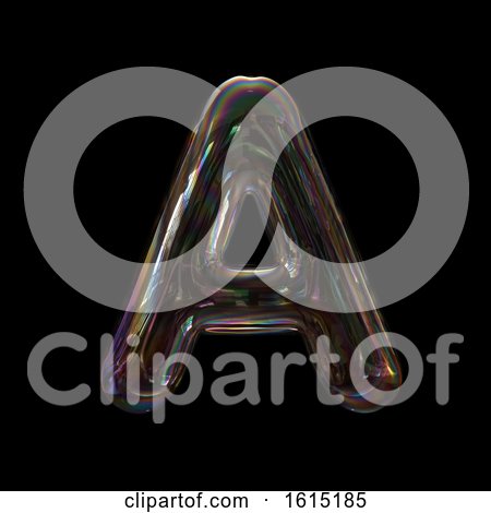 Clipart of a Soap Bubble Capital Letter a on a Black Background - Royalty Free Illustration by chrisroll