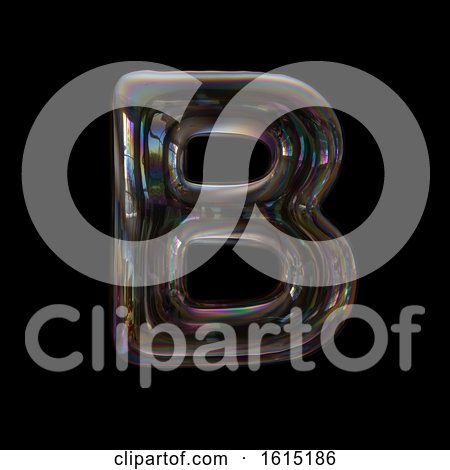 Clipart of a Soap Bubble Capital Letter B on a Black Background - Royalty Free Illustration by chrisroll