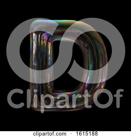 Clipart of a Soap Bubble Capital Letter D on a Black Background - Royalty Free Illustration by chrisroll