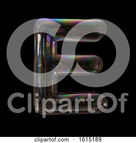 Clipart of a Soap Bubble Capital Letter E on a Black Background - Royalty Free Illustration by chrisroll