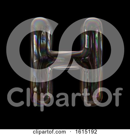 Clipart of a Soap Bubble Capital Letter H on a Black Background - Royalty Free Illustration by chrisroll