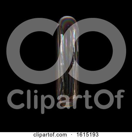 Clipart of a Soap Bubble Capital Letter I on a Black Background - Royalty Free Illustration by chrisroll
