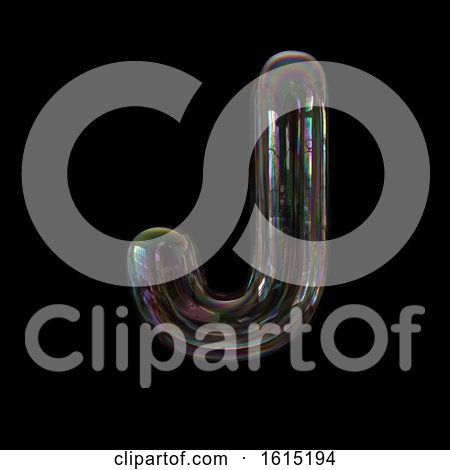 Clipart of a Soap Bubble Capital Letter J on a Black Background - Royalty Free Illustration by chrisroll