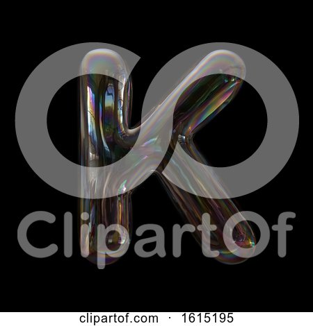 Clipart of a Soap Bubble Capital Letter K on a Black Background - Royalty Free Illustration by chrisroll