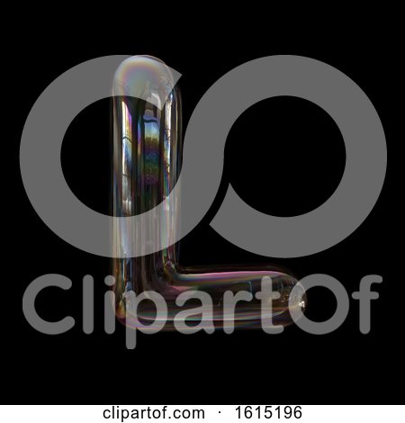 Clipart of a Soap Bubble Capital Letter L on a Black Background - Royalty Free Illustration by chrisroll