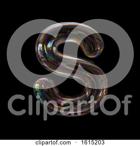 Clipart of a Soap Bubble Capital Letter S on a Black Background - Royalty Free Illustration by chrisroll