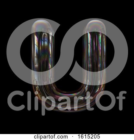 Clipart of a Soap Bubble Capital Letter U on a Black Background - Royalty Free Illustration by chrisroll