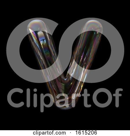 Clipart of a Soap Bubble Capital Letter V on a Black Background - Royalty Free Illustration by chrisroll