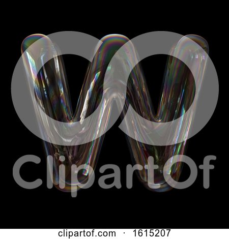 Clipart of a Soap Bubble Capital Letter W on a Black Background - Royalty Free Illustration by chrisroll