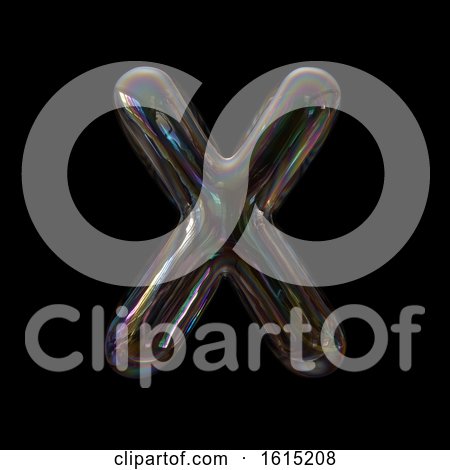 Clipart of a Soap Bubble Capital Letter X on a Black Background - Royalty Free Illustration by chrisroll