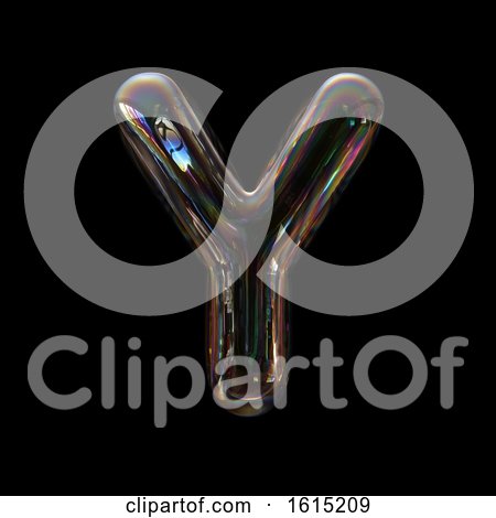 Clipart of a Soap Bubble Capital Letter Y on a Black Background - Royalty Free Illustration by chrisroll
