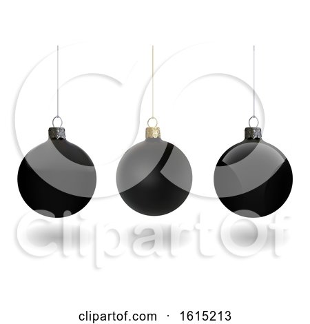 Clipart of 3d Black Christmas Bauble Ornaments, on a White Background - Royalty Free Vector Illustration by dero