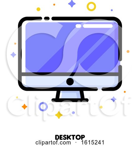 Icon of Desktop Computer with Big Display with Purple Screen for Gadget Concept by elena