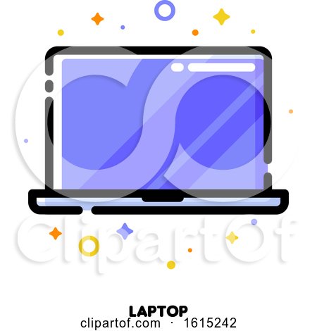 Icon of Laptop Computer with Big Display with Purple Screen for Gadget Concept by elena