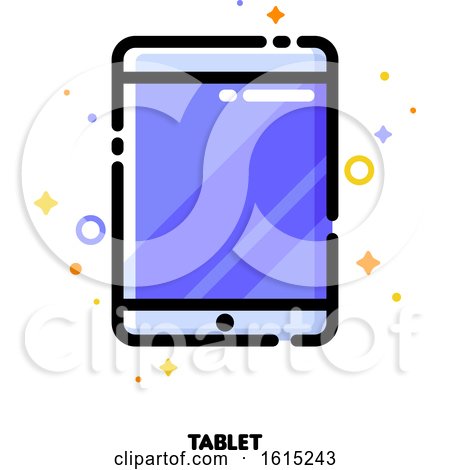 Icon of Tablet Computer with Big Display with Purple Screen for Gadget Concept by elena
