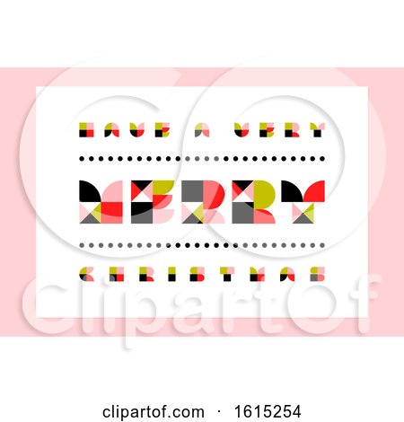 Minimalistic Merry Christmas Greeting Card with Retro Geometric Lettering by elena