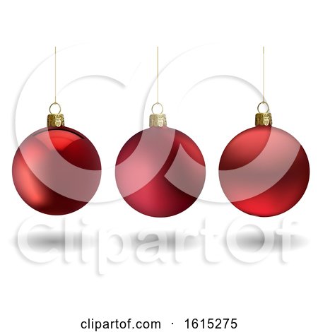 Clipart of a Background of 3d Red Christmas Baubles on White - Royalty Free Vector Illustration by dero