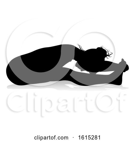 Yoga Pilates Pose Woman Silhouette, on a white background by AtStockIllustration
