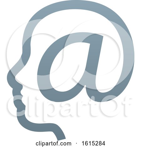 Profiled Face in an Email Arobase at Symbol by AtStockIllustration