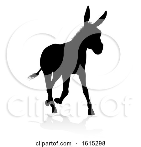 Donkey Animal Silhouette, on a white background by AtStockIllustration
