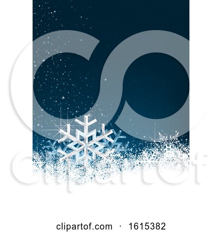 Clipart of a Blue and White Winter Snowflake Christmas Background - Royalty Free Vector Illustration by dero
