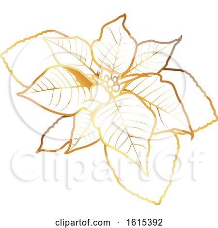 Clipart of a Golden Christmas Poinsettia - Royalty Free Vector Illustration by dero