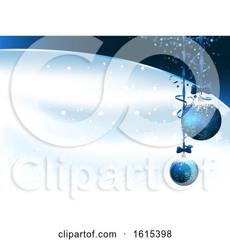 Clipart of a 3d Christmas Background with Blue Baubles - Royalty Free Vector Illustration by dero