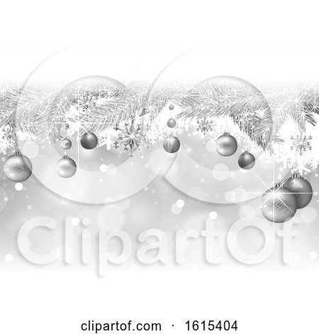Clipart of a 3d Christmas Background with Silver Baubles - Royalty Free Vector Illustration by dero