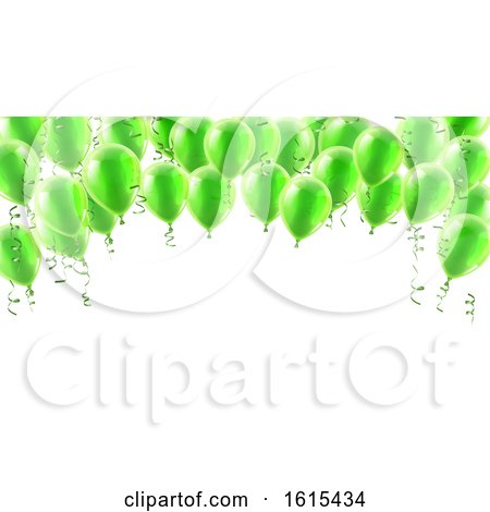 Green Party Balloons Background by AtStockIllustration
