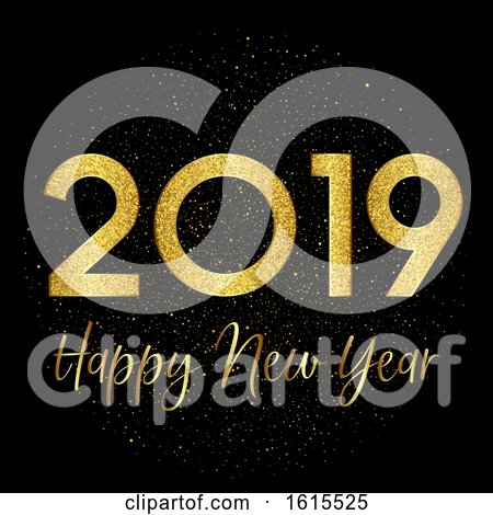 Gold Sparkle Happy New Year Background by KJ Pargeter