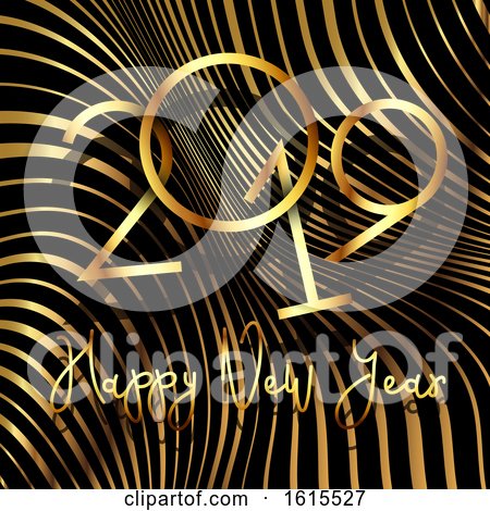 Happy New Year Background with Warped Stripe Design by KJ Pargeter