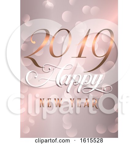 Happy New Year Background with Decorative Rose Gold Lettering by KJ Pargeter