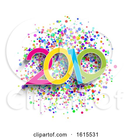 New Year Background with Colourful Numbers and Confetti by KJ Pargeter