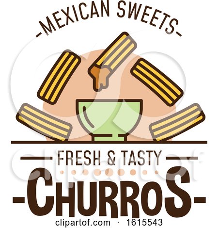 Clipart of Churros with Dip and Text - Royalty Free Vector Illustration by Vector Tradition SM
