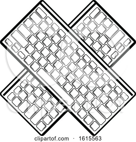 Clipart of Crossed Computer Keyboards - Royalty Free Vector Illustration by Vector Tradition SM