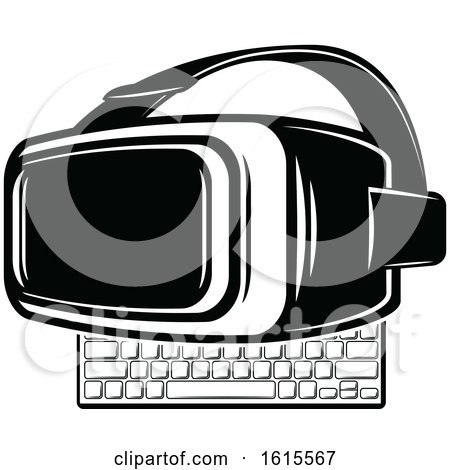 Clipart of a Computer Keyboard and Virtual Reality Goggles - Royalty Free Vector Illustration by Vector Tradition SM