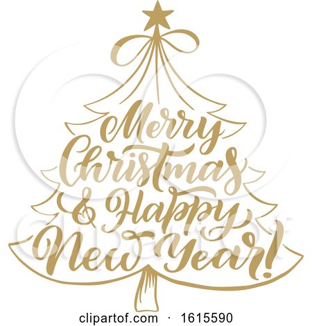 Clipart of a Merry Christmas and Happy New Year Greeting - Royalty Free Vector Illustration by Vector Tradition SM