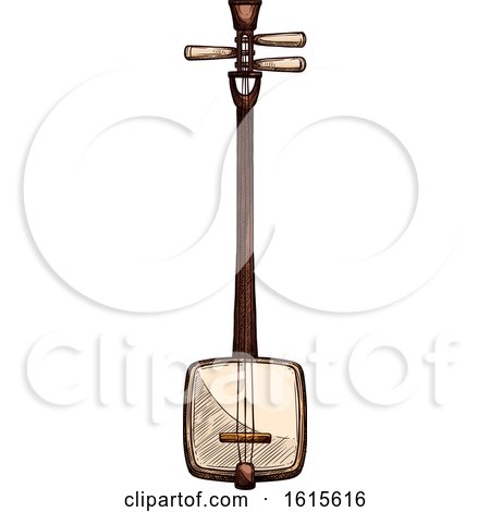 Clipart of a Sketched Shamisen - Royalty Free Vector Illustration by Vector Tradition SM