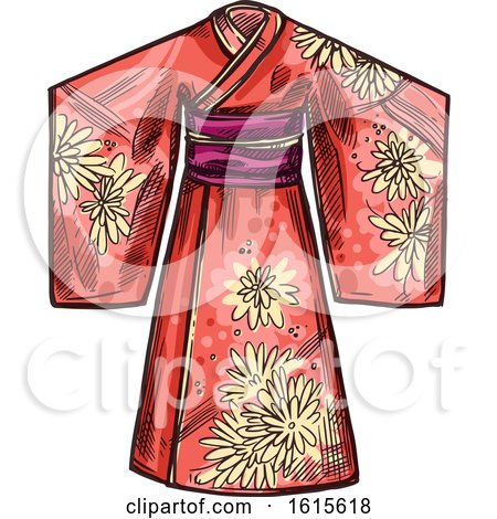 Clipart of a Sketched Kimono - Royalty Free Vector Illustration by Vector Tradition SM