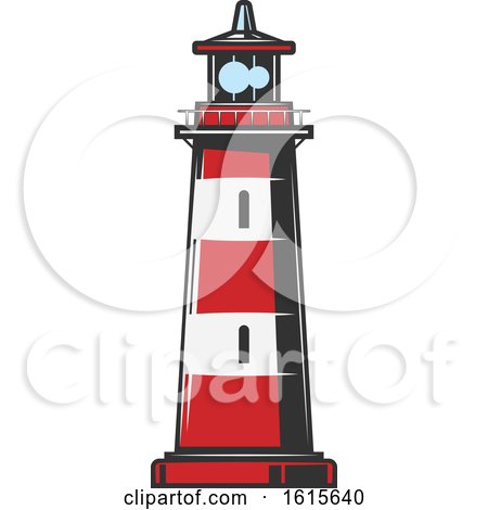 Clipart of a Red and White Lighthouse - Royalty Free Vector Illustration by Vector Tradition SM
